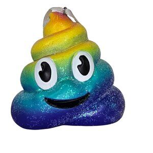 Rainbow Glitter Poop Emoji christmas Ornament - Fun & Colorful Decor funny